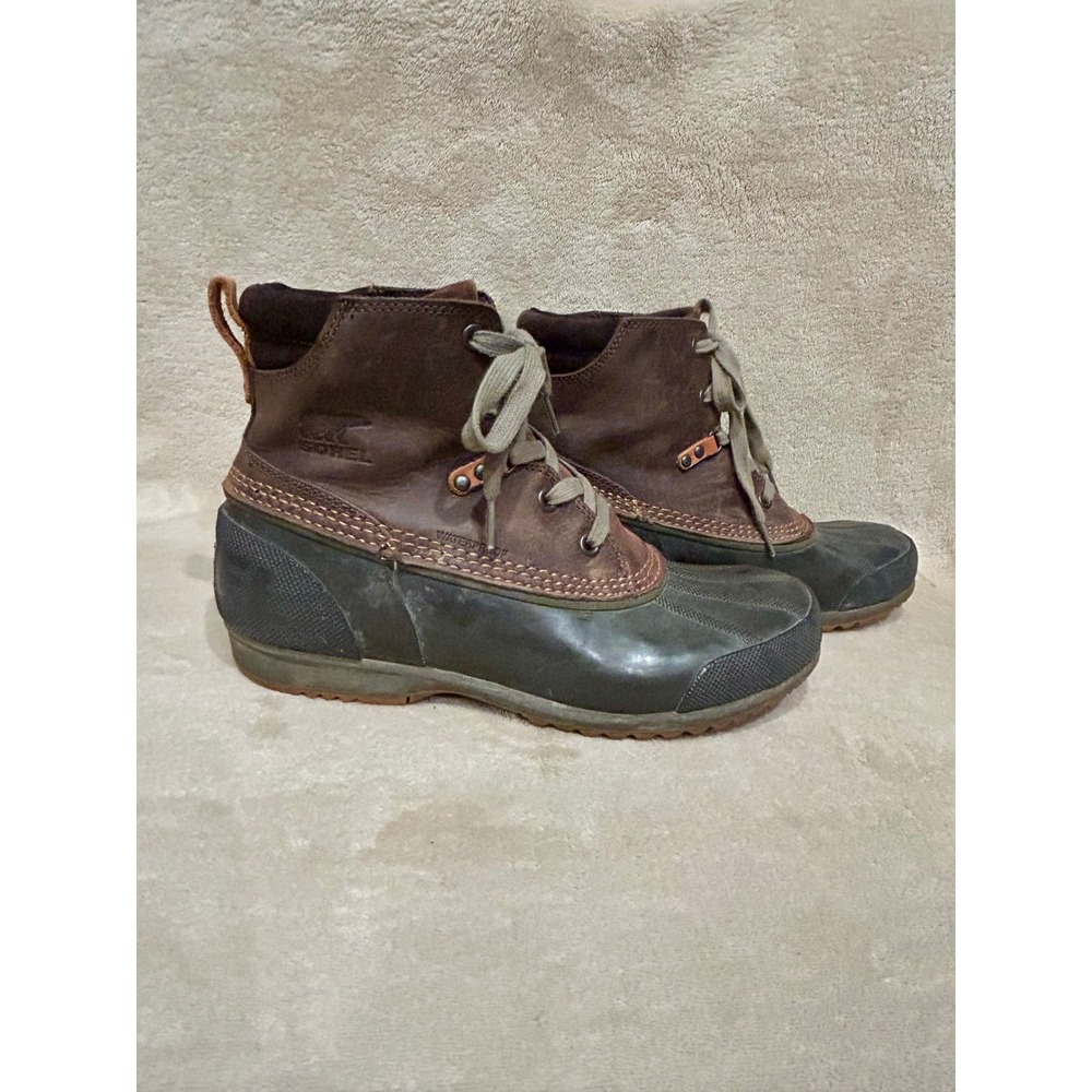 Sorel Ankeny Mens 9.5 Waterproof Duck Boots Brown Leather Winter Snow NM2101